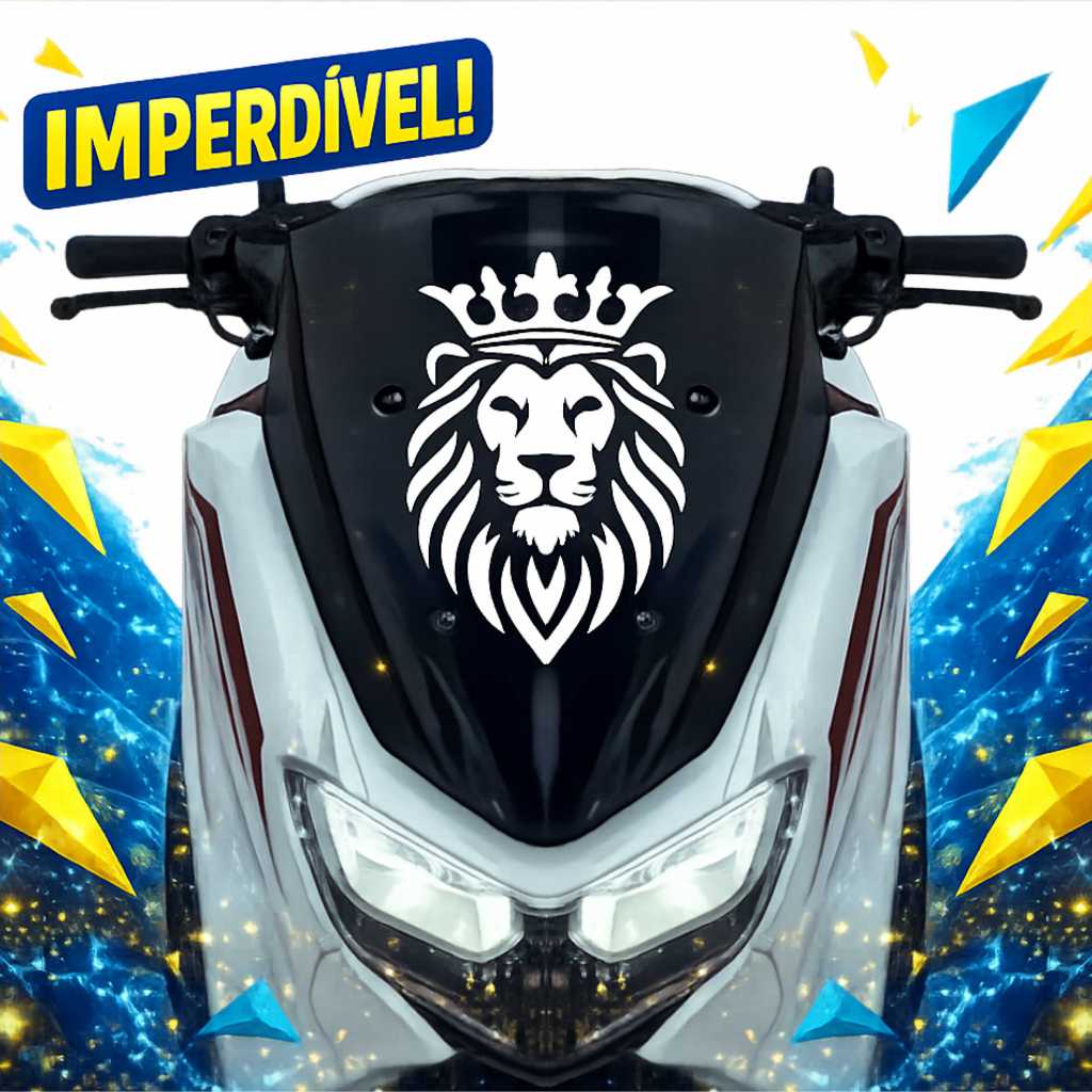 Adesivo Bolha Pcx Nmax Xmax - Leão Rei I Branco - Tattoo Top