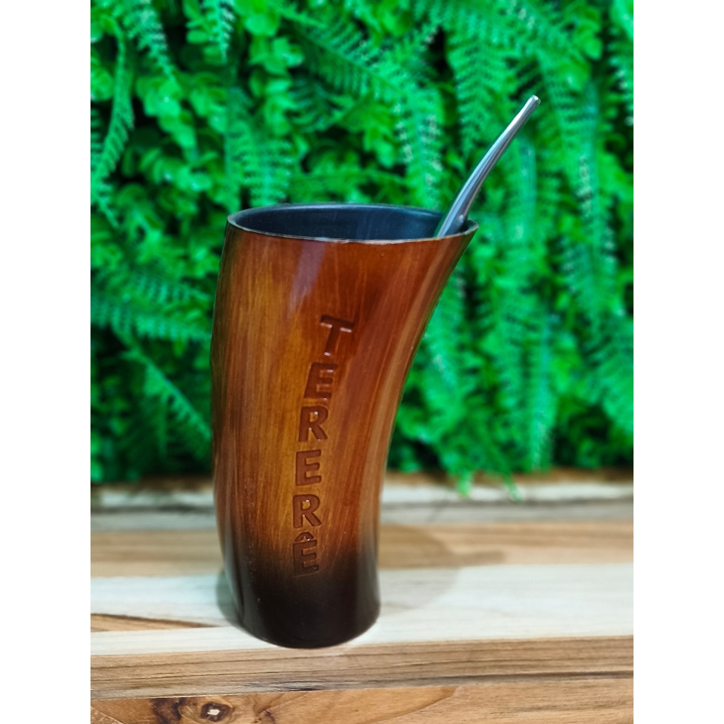 Kit Copo Tereré Guampa Plástico Com Bomba Inox + Porta Erva — imagem 2 de 2