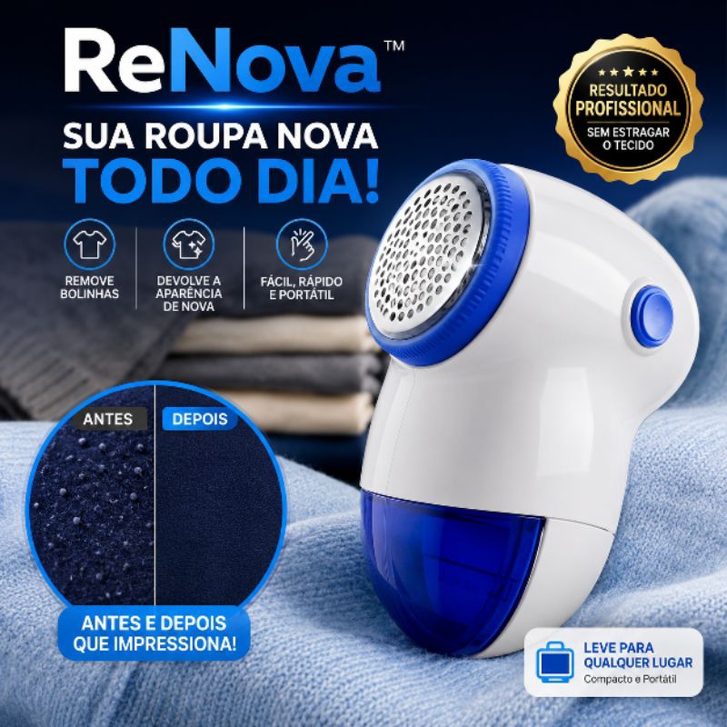 Papa Bolinhas Portátil ReNova™ Removedor De Fiapos E Pelos Para Roupas