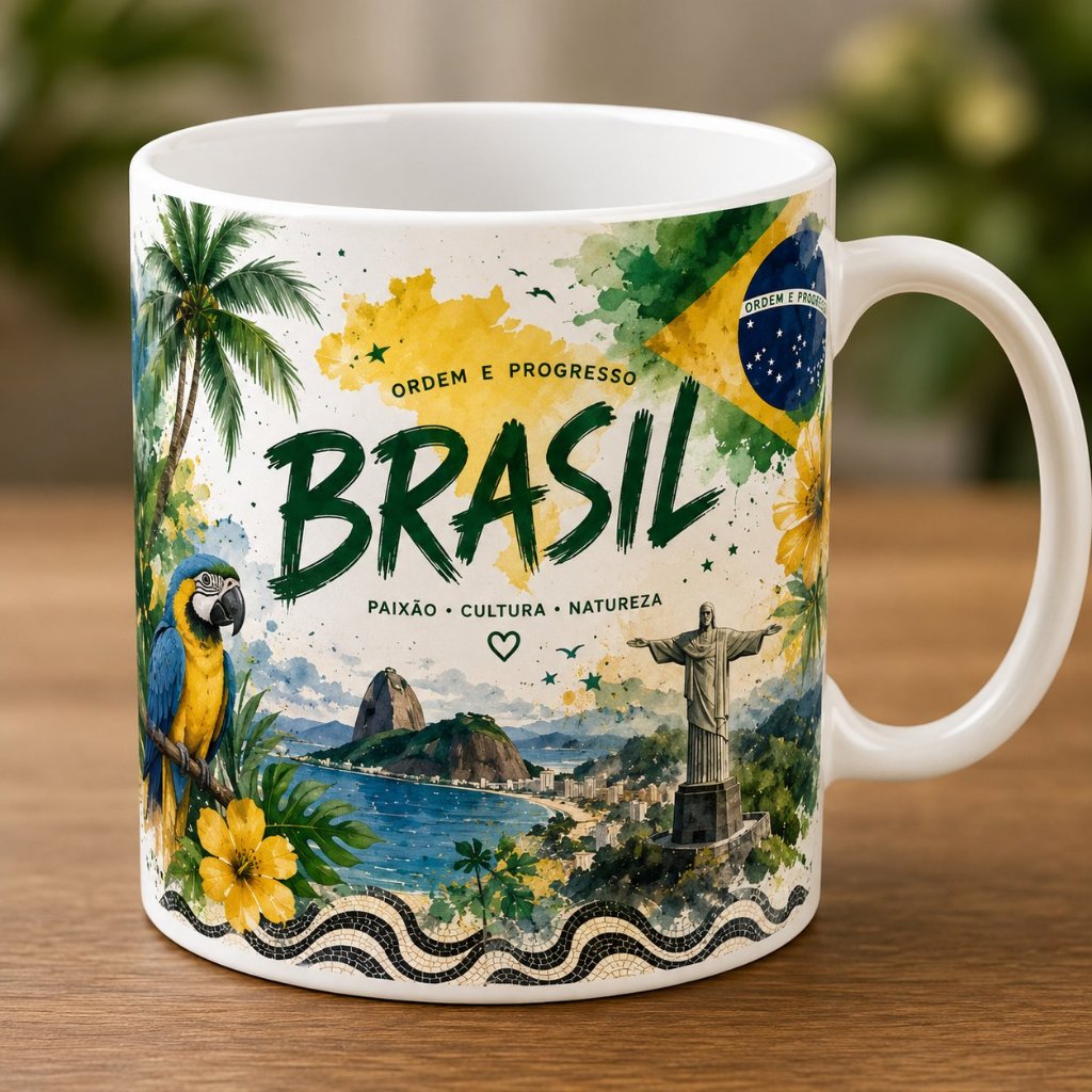 🇧🇷 Caneca Brasil 325ml Futebol Seleção Brasileira | Presente para Torcedor ⚽