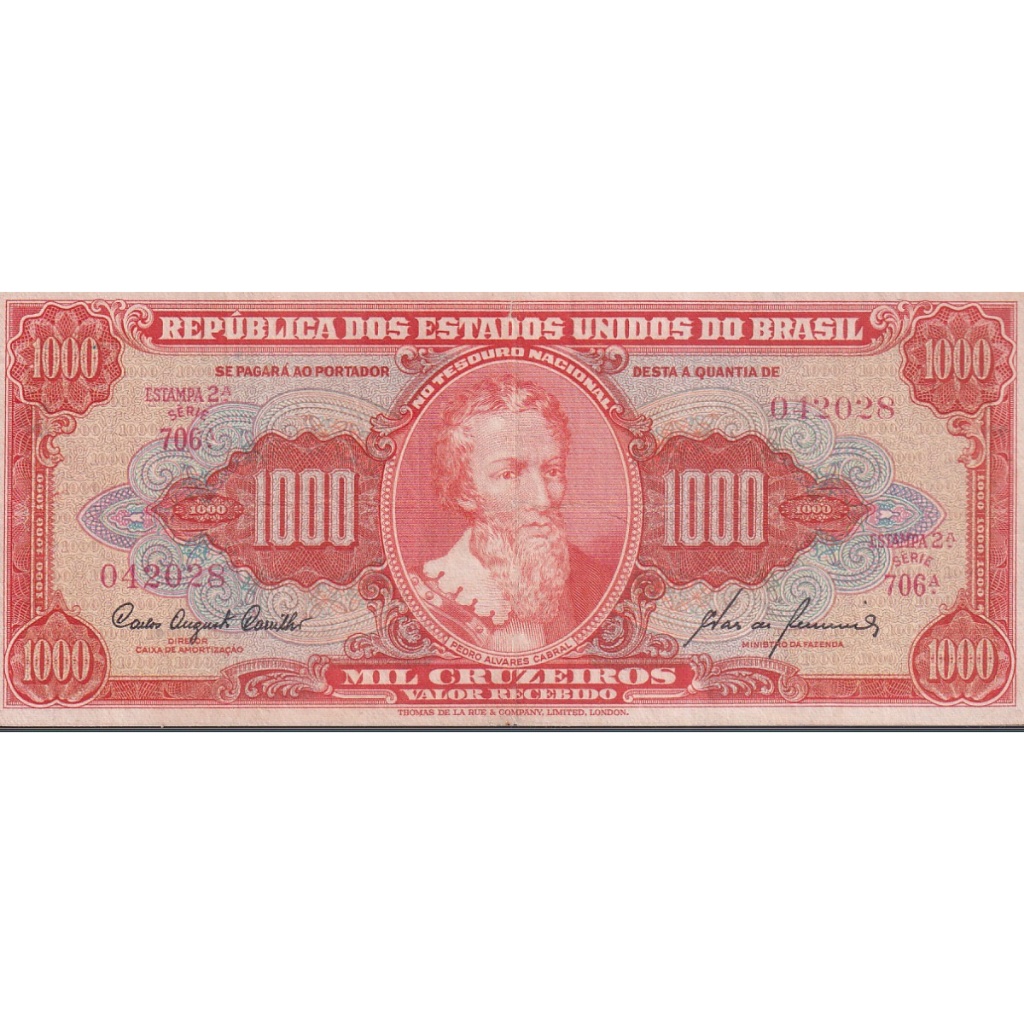 Cédula de 1000 cruzeiros 2° Estampa C105 1960