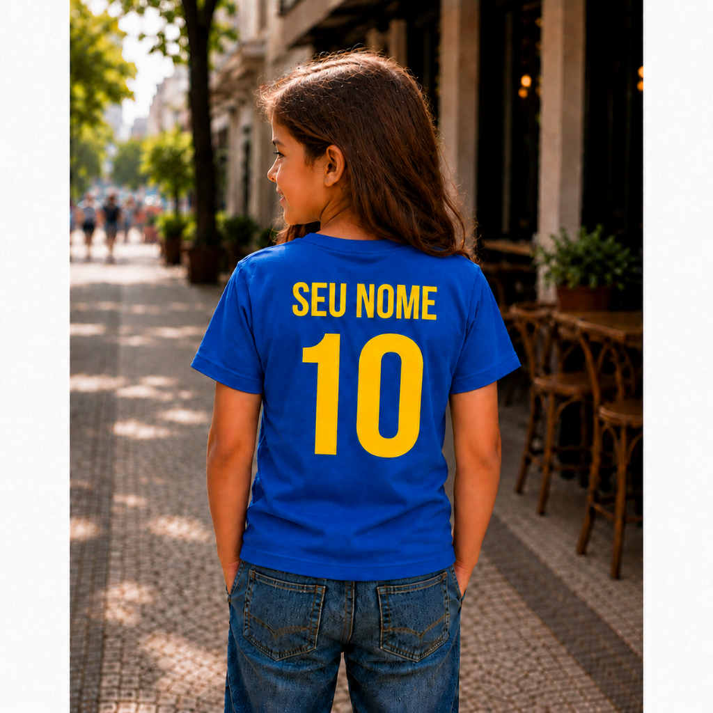 Camiseta Infantil e Adulta Brasil 100% Algodão Amarelo Azul Branco Verde Preto Do Tamanho 02 Ao 16 Envio Imediato