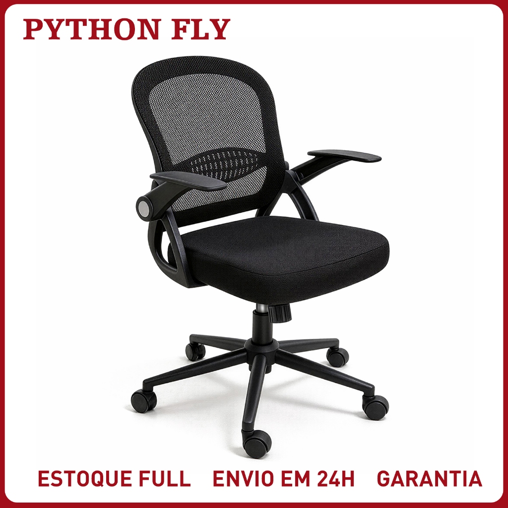 Cadeira De Escritório Ergonômica Giratória Tela Mesh Braços Dobráveis Suporta At