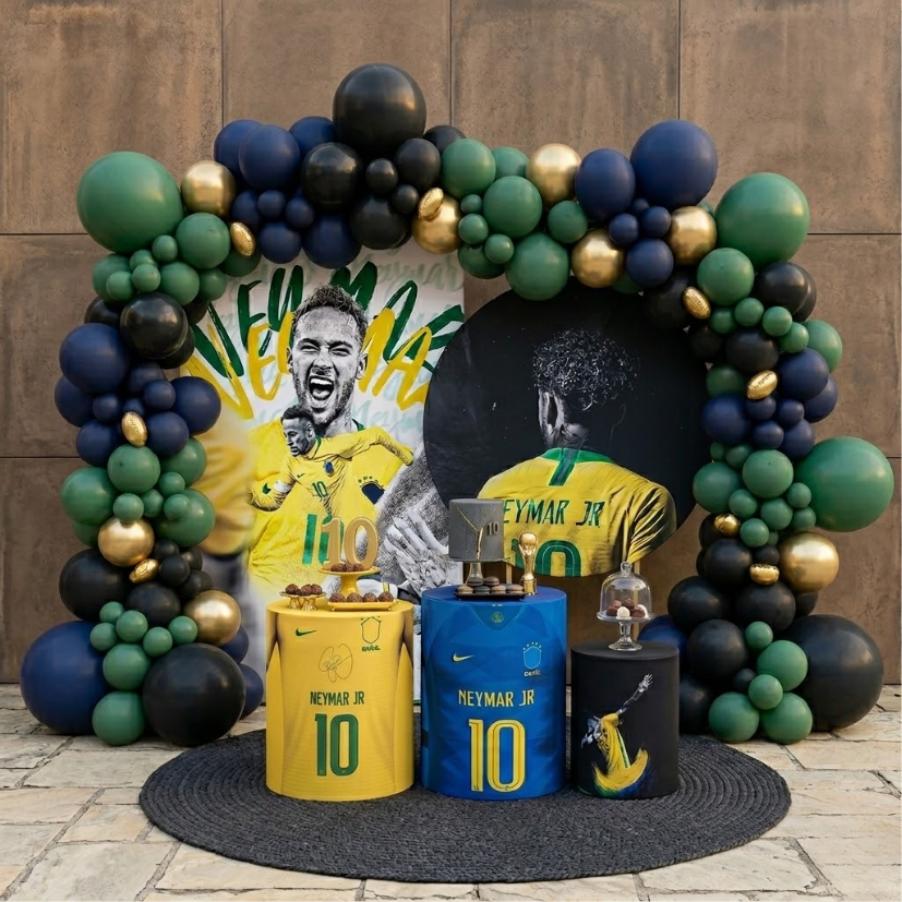 Capa Painel Redondo Trio Cilindro Festa Neeymar Jr Camisa 10 Brasil Futebol Copa do Mundo Bibi Painéis