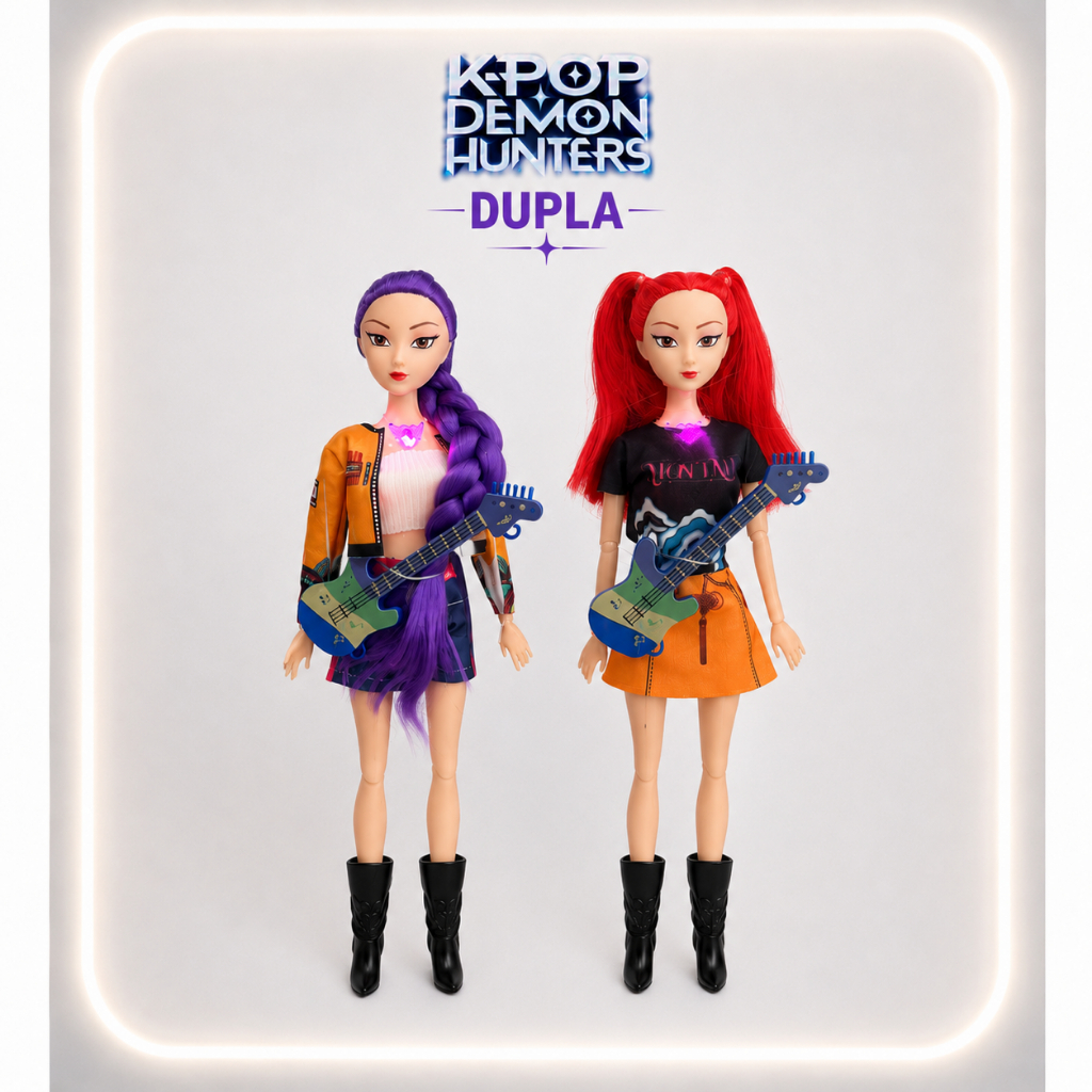 Kit 2 Bonecas Guerreiras Do K-Pop Mira Zoey Rumi (Demon Hunters): Musical e Articulada