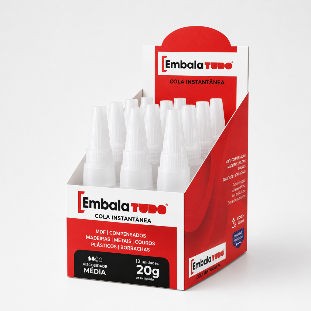 KIT 12 Cola Instantânea Super 20g Bond Secagem Rápida Bico fino Alta Precisão
