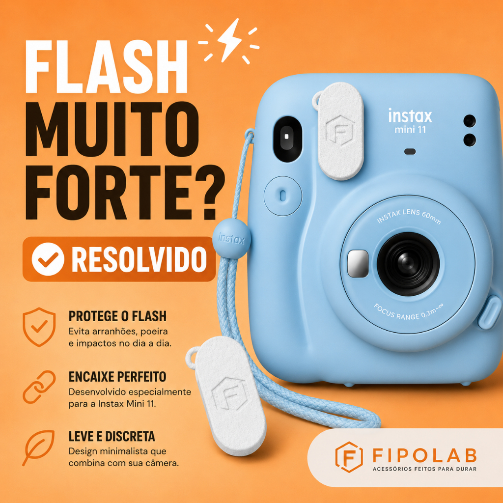 Kit 2x Tampa Flash Fujifilm Instax Mini 11 | Anti Estouro | Protetor
