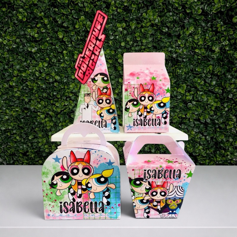 KIT FESTA LEMBRANCINHAS CAIXINHAS PERSONALIZADAS MENINAS SUPER PODEROSAS (PEGUE E MONTE) | DECORAÇÃO DE MESA