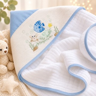 Toalha De Banho Bebê Com Capuz 3 Camadas Soft Premium 90x70cm