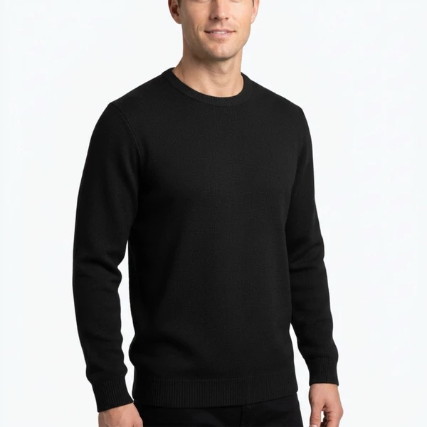 Suéter Blusa De Frio Tricot Gola Redonda Manga Longa de Lã Masculino Elastano Premium
