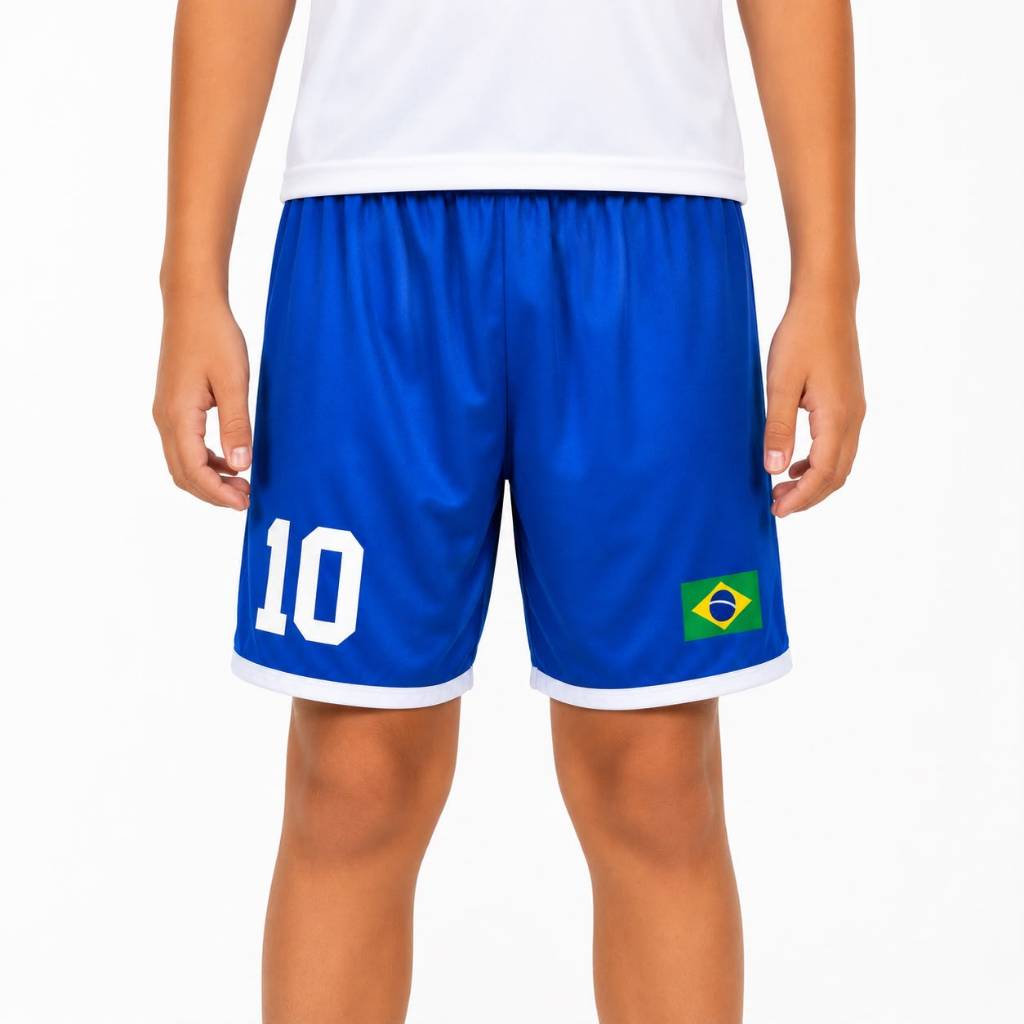 Bermuda Jogar Bola Menino Kit Brasil Confortável Tecido Molinho