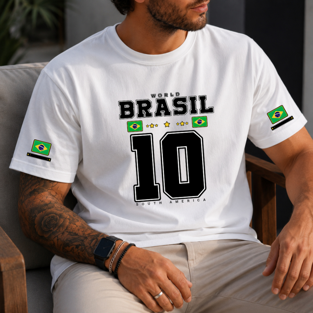 Camiseta do Brasil Estilo Casual Lançamento Copa Street Wear Confortável Promoção 100% Algodão