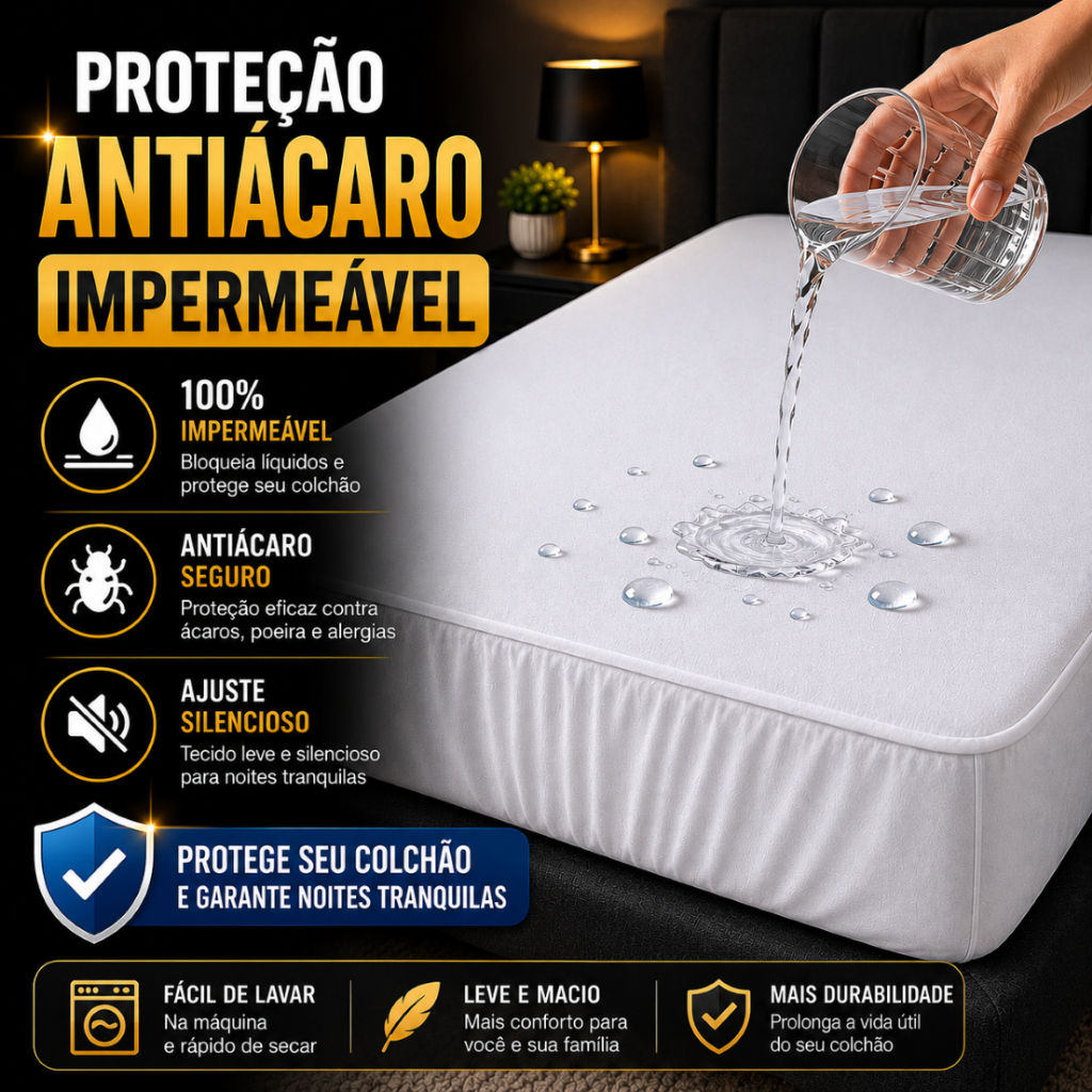 Protetor de Colchão Capa Impermeável Queen Casal Solteiro Box com Elástico Silencioso Antiácaro