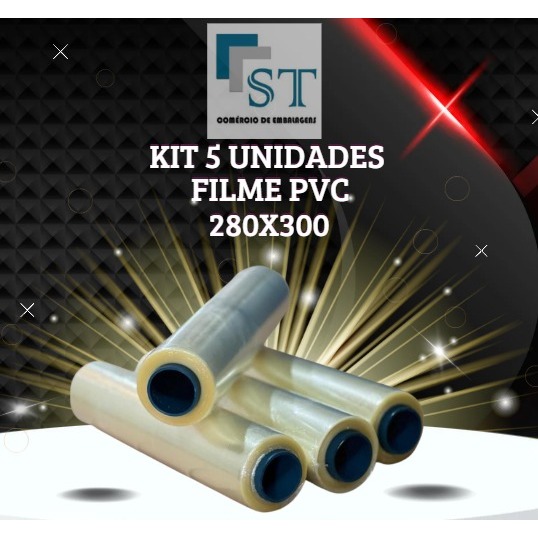 KIT 5 BOBINAS PLASTICO FILME PVC ESTICÁVEL 28cmX300 METROS