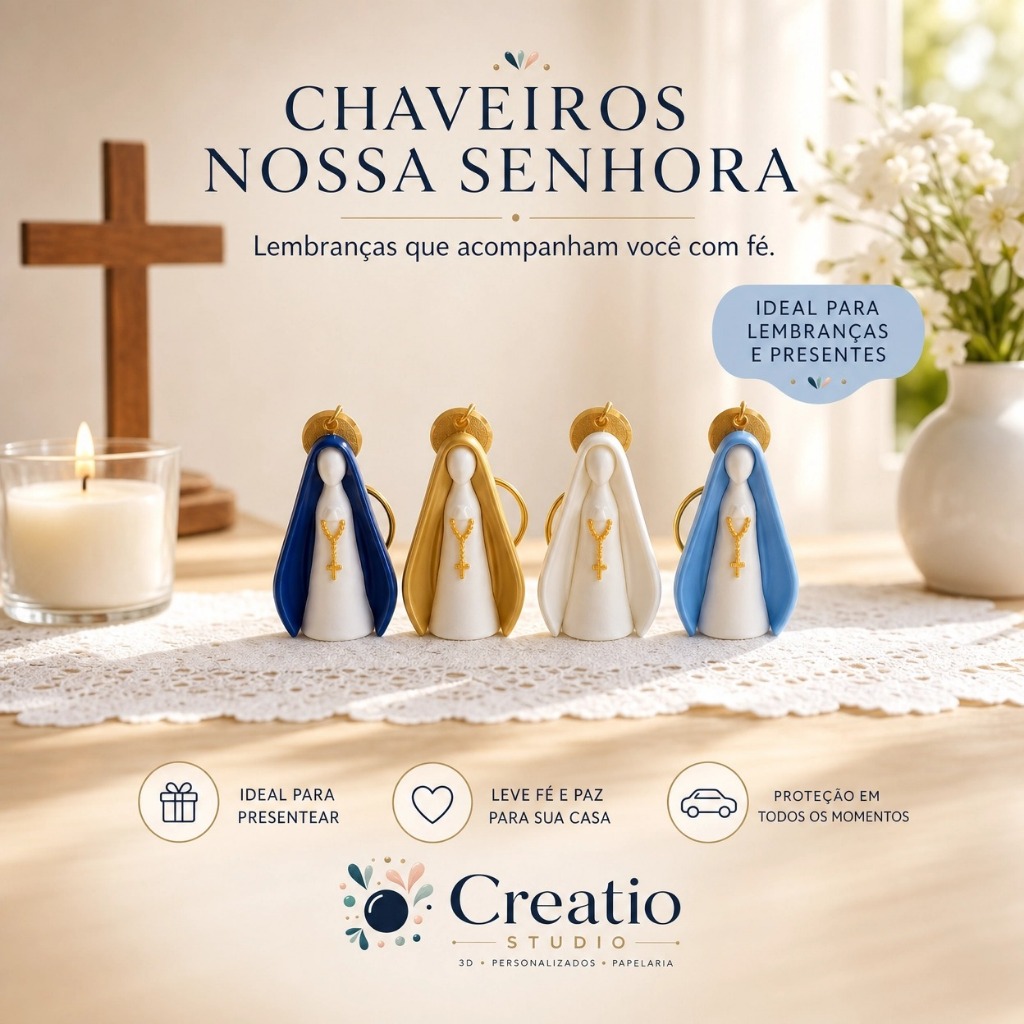 Kit Chaveiro Nossa Senhora | Lembrancinha para Batizado, Nascimento, Primeira Comunhão e Aniversário