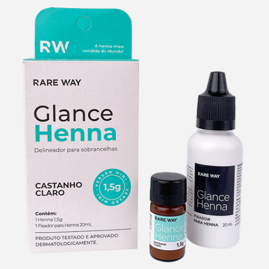 Kit Glance Henna para Sobrancelhas Castanho Claro Mini 1,5 g - Rare Way