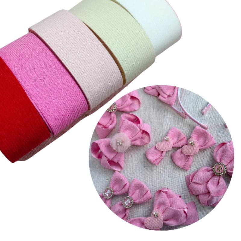 Fita Cotelê Luxo Dupla Face 38mm KIT COM 10METROS (sendo 2 metros de cada cor conforme a Foto) CORES MAIS VENDIDAS
