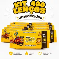 Kit 400 Lenços Umedecido Pippo Baby 4 Pacotes C/ 100 Toalhas Hipoalergenico
