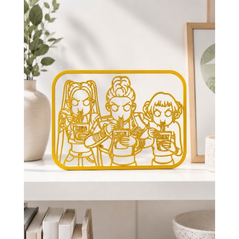 Aninha K-Pop Caçadoras de Demônios – Placa Decorativa Geek em Acrílico/Impressão 3D para Quarto, Setup Gamer, Estante