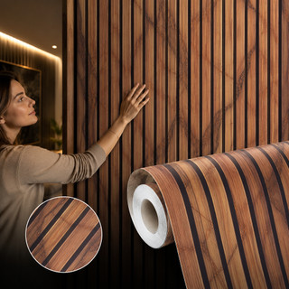 12 Metros Papel de Parede para Quarto Madeira Ripado Papel De Parede Para Sala Autocolante