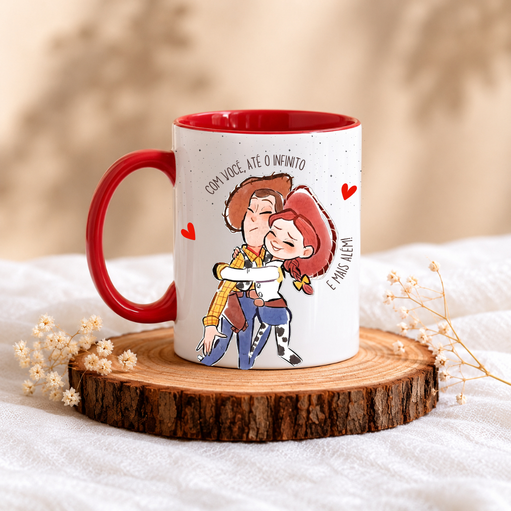Caneca Personalizada Toy Story 325ml “Com Você, Até o Infinito e Mais Além” – Presente Romântico Dia dos Namorados