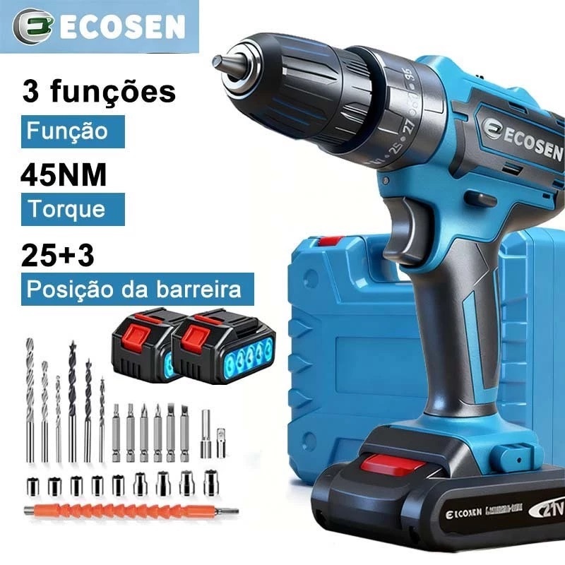 Parafusadeira Furadeira 48V 2 Baterias Com Maleta e Acessórios Completo Barato Black Friday