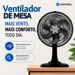 Ventilador 40cm Oscilante Ventisol Mesa Ventilador 6 Hélices Ventilador Turbo Silencioso Alta Vazão