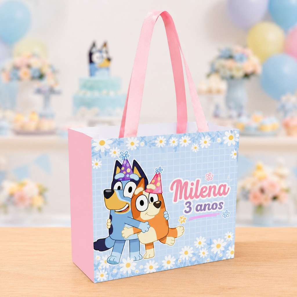 Sacolinha grande personalizada BLUEY E BINGO lembrancinhas festa infantil saquinho PEGUE E MONTE VC MESMA