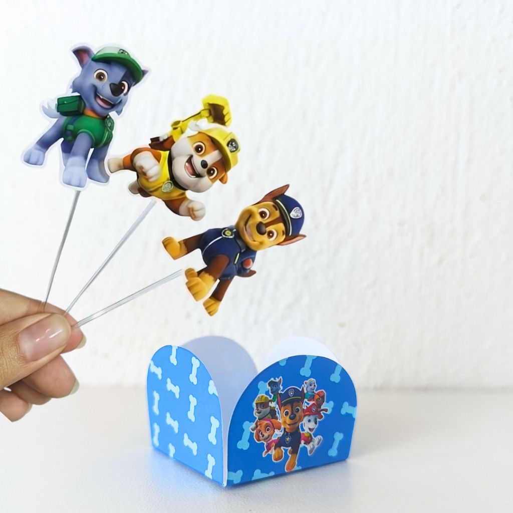 Forminhas personalizadas de doce e tags de docinhos tema Patrulha Canina Menino aniversário Lembrançinhas