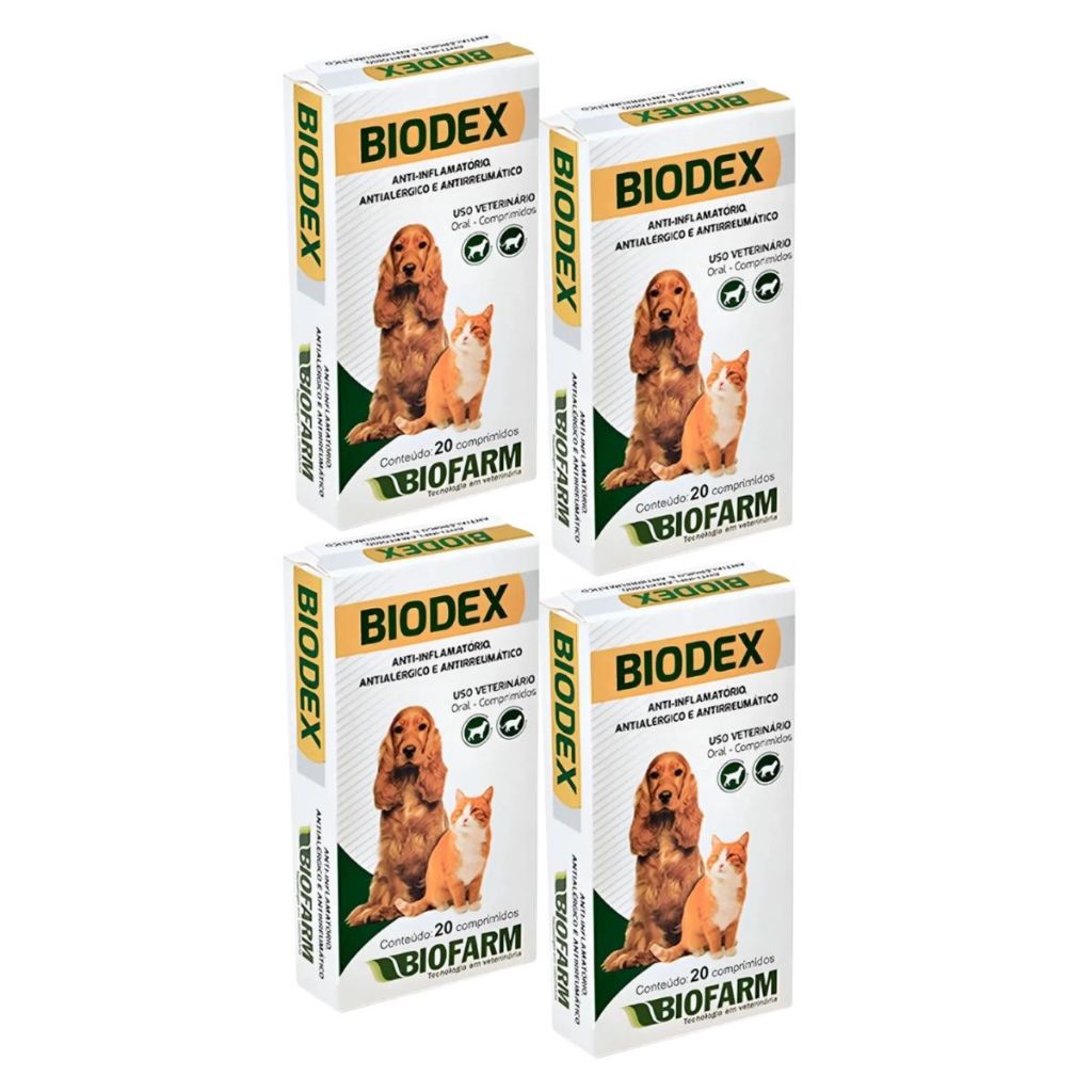 Kit 04 Biodex 80 Comp. Para Cães e Gatos - Biofarm