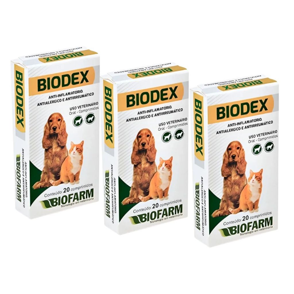 Kit 03 Biodex 60 Comp. Para Cães e Gatos - Biofarm