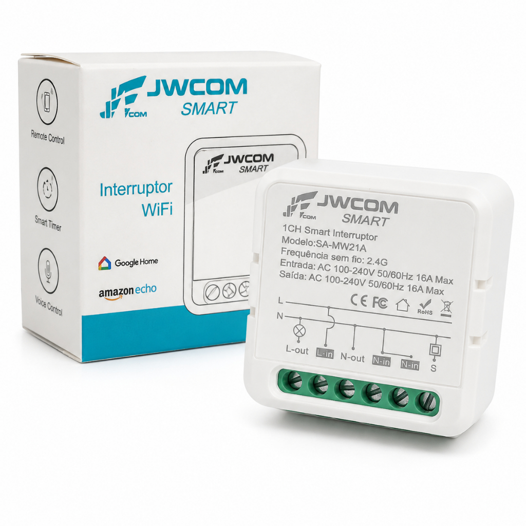 Mini Interruptor Wifi 16a Inteligente Relé 1 canal Tuya Smart Alexa Automação 3way Smartlife App