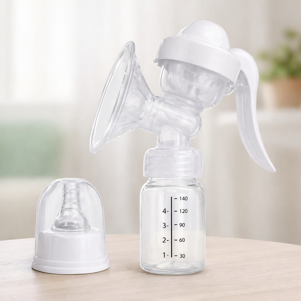 Bomba Para Leite Materno Extratora Manual 140ML Vira Mamadeira