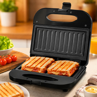 Sanduicheira Elétrica Grill Prensa Dupla Antiaderente 750W Bivolt faz Misto Quente Tapioca Lanches