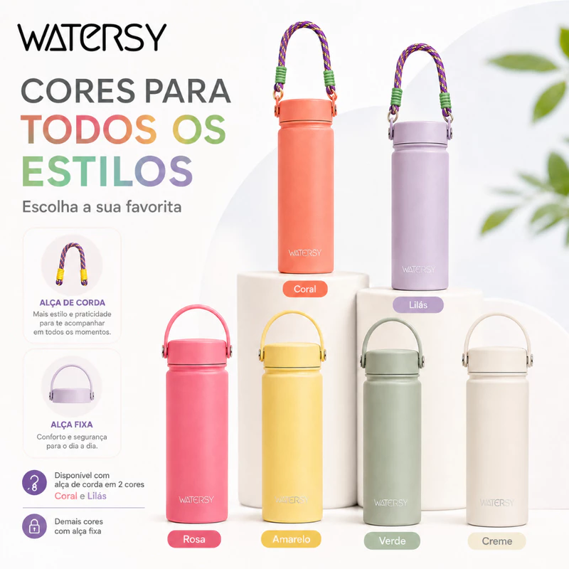 Garrafa Térmica Portátil Watersy 532ml em Aço Inox sem BPA para Viagem — foto 3