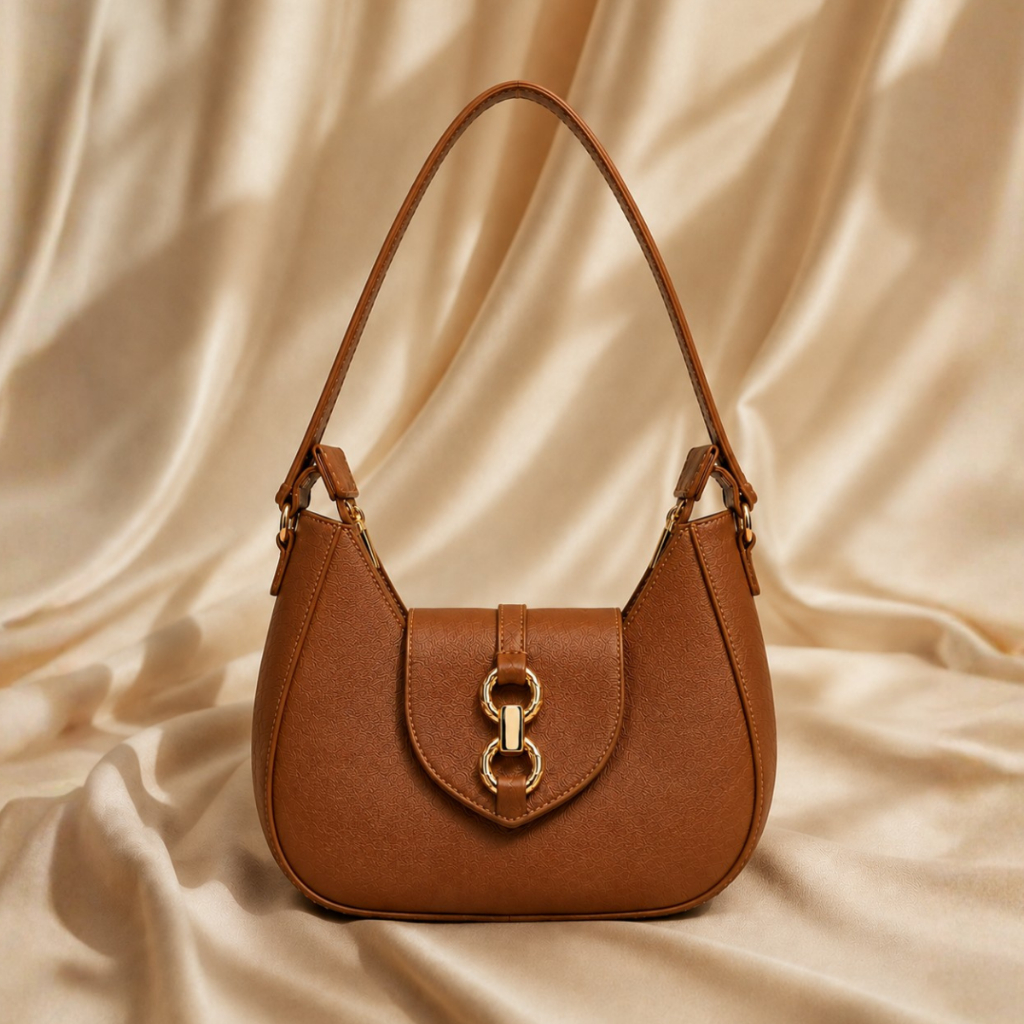 Bolsa Feminina Média Lua Alça De Ombro Detalhe Dourado Tendência Formato Meia Lua Minimalista Elegante Festa Presentear