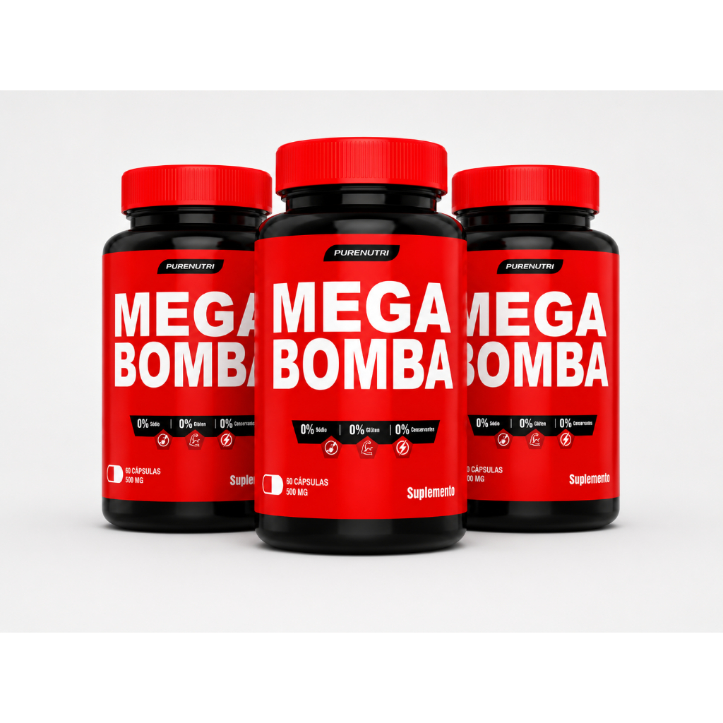 Massa Muscular Rápida Mega Bomba 500mg 60 Cápsulas