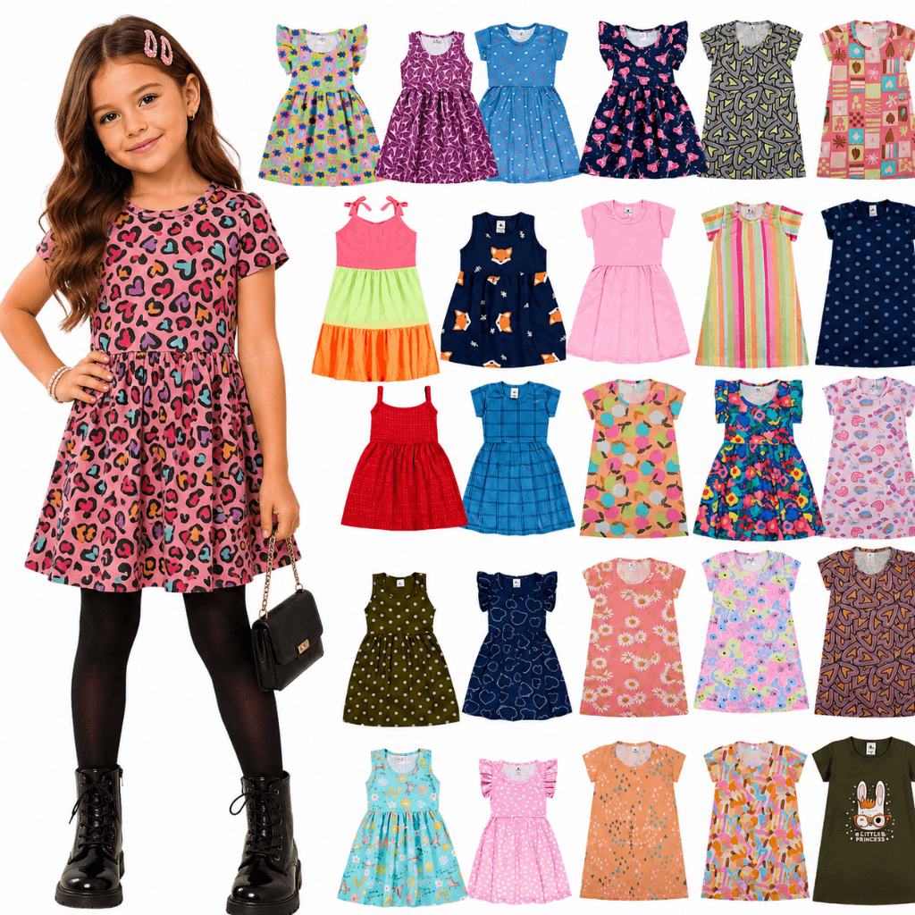 Vestido Infantil do Tamanho 1 ao 10 anos | Vestido para Menina Confortável e Fresquinho (Sortido)