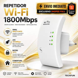 Repetidor Wifi Amplificador 1800Mps 2 Antenas Ultra Longo Alcance 50M