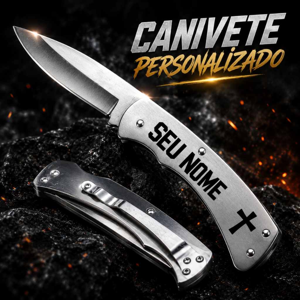 Canivete De Bolso Aço Inox Personalizado Laser Clip Presilha Seu Nome Desenho Imagem Agro Time