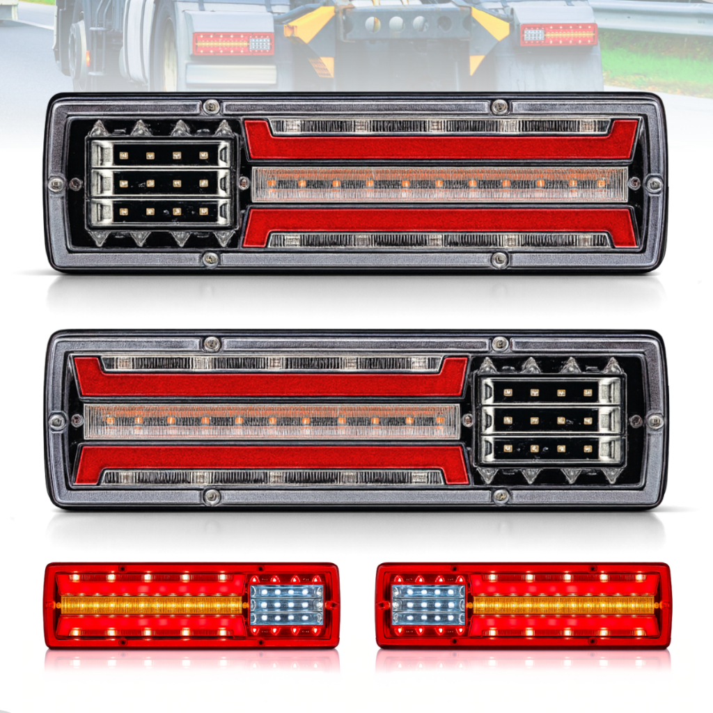 Par Lanterna Traseira Led Sequencial Caminhão Hr 1113 1618 Sinaleira Carretinha F4000 12v / 24v