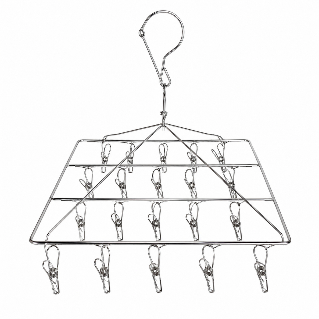 Suporte Mini Varal Suspenso Inox Cabide para Secar Meias, Cuecas, Calcinhas e Roupas Pequenas