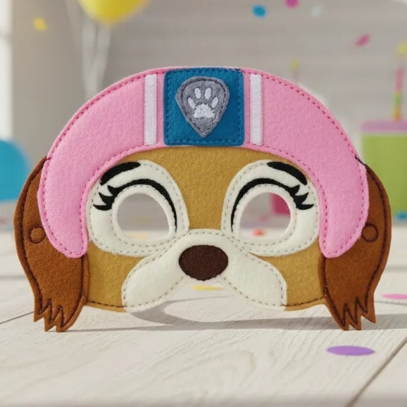 Máscara Em Feltro Bordada Liberty Patrulha Canina