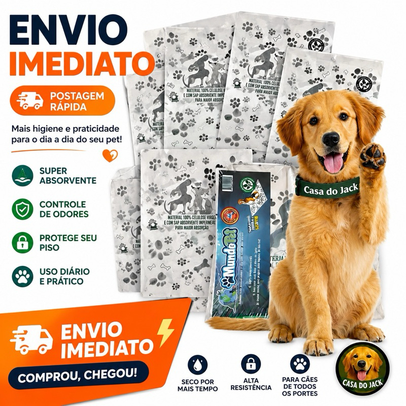 Tapete Higiênico Biodegradável Jornal Pet - 3 kg 168 folhas grandes 64x58