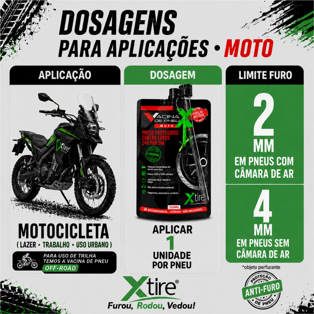Kit 2 Vacina de Pneu Xtire Moto Selante Preventivo Anti Furo Manutenção Preventiva Reparador Automático Evita Furos · foto 2