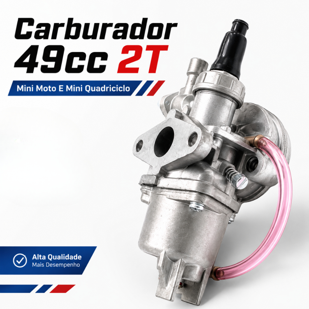 Carburador Mini Quadriciclo Mini Moto Speed GP 49cc Motor 2 Tempos Com Afogador Manual Reposição
