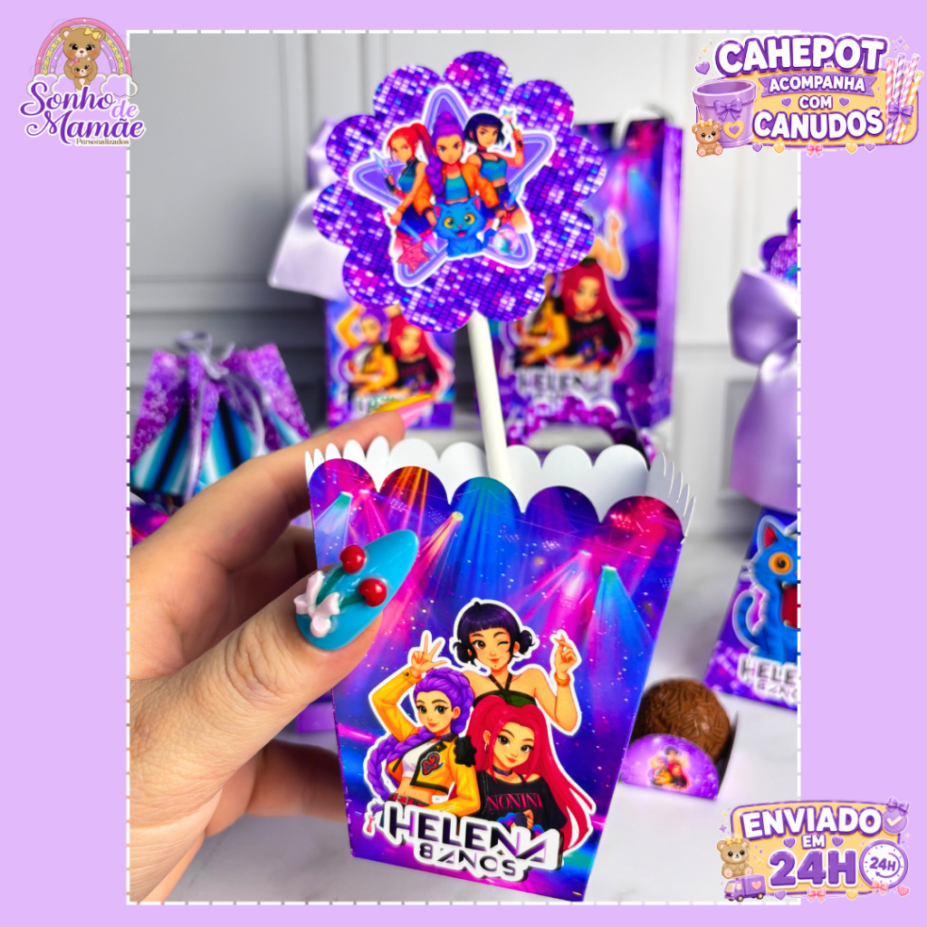 Cachepot personalizado Guerreiras do Kpop/ Aniversario guerreiras do Kpop/ Caixa Guerreiras do Kpop