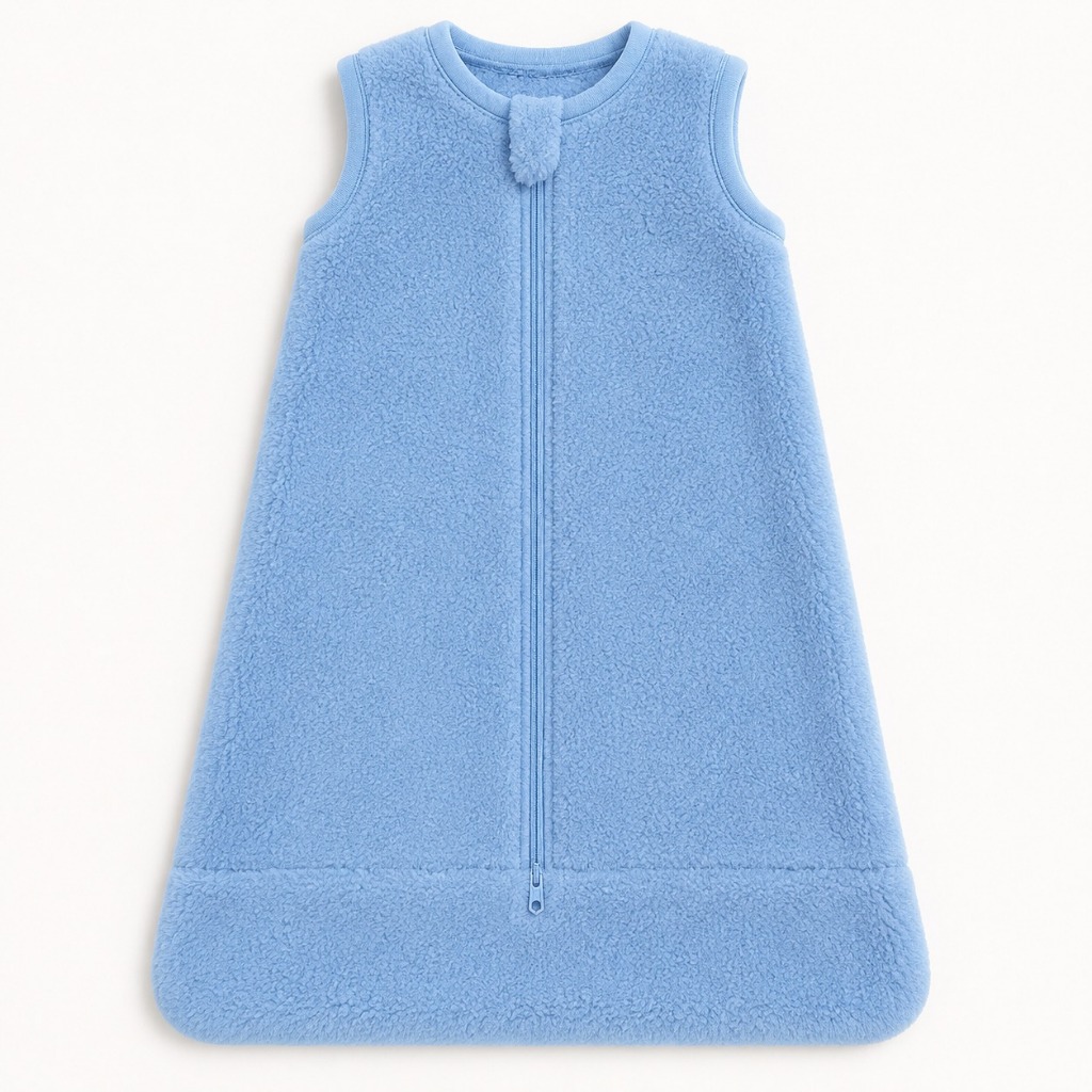 Saco Dormir Bebê 70cm x 44 cm Zíper Casulo Pijama Soft Azul Soninho De Bebê