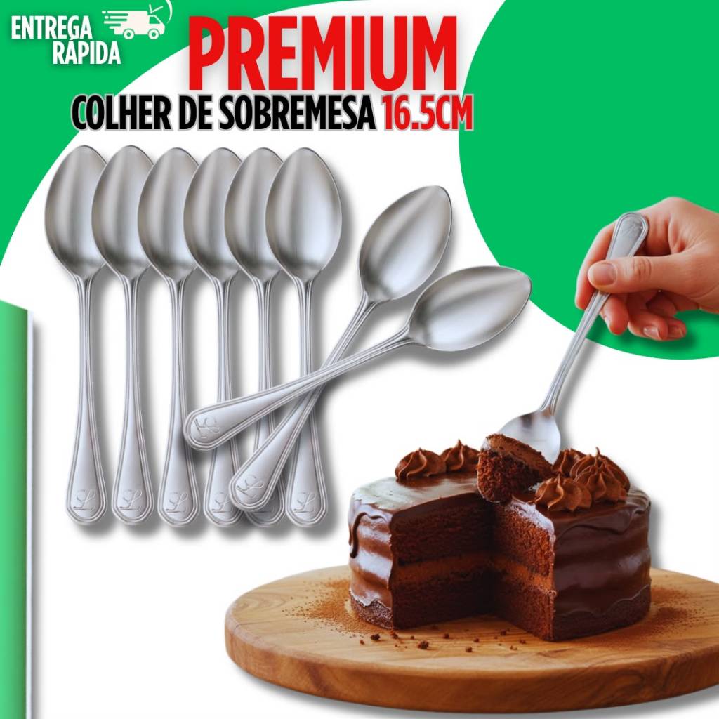 Colher de Sobremesa Aço Inox Cozinha Restaurantes Multiuso Utilidades Eventos Bar Buffet