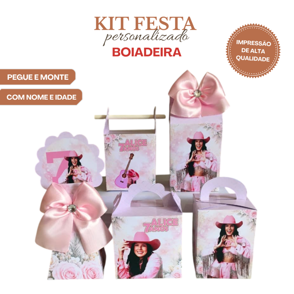 Kit Festa Caixinhas BOIADEIRA ANA CASTELA lembrancinhas personalizadas para aniversario infantil decoração mimos